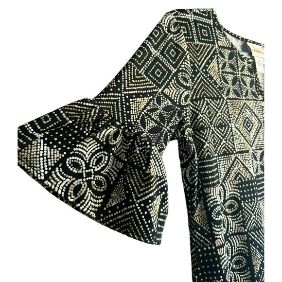 Ruby Rd. Fav. Ladies Ruffled Sleeve Black Dotted Abstract Pattern Dress SZ Small - Picture 4 of 7